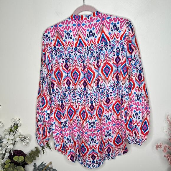 BODEN Rosie Linen Shirt Ikat Paradise Multi Red Blue Sz 2 {PP26} - Picture 4 of 6